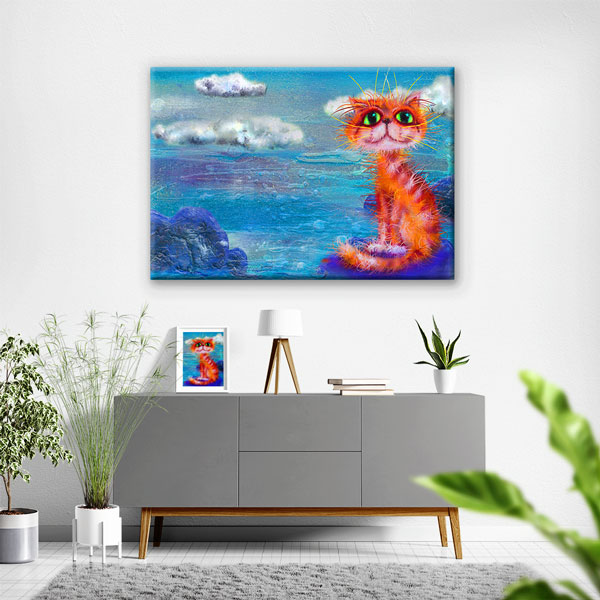 Masalsı Kedi İllüstrasyonu Duvar Tablosu Kanvas Tablo 4917
