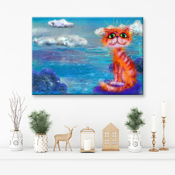 Masalsı Kedi İllüstrasyonu Duvar Tablosu Kanvas Tablo 4917
