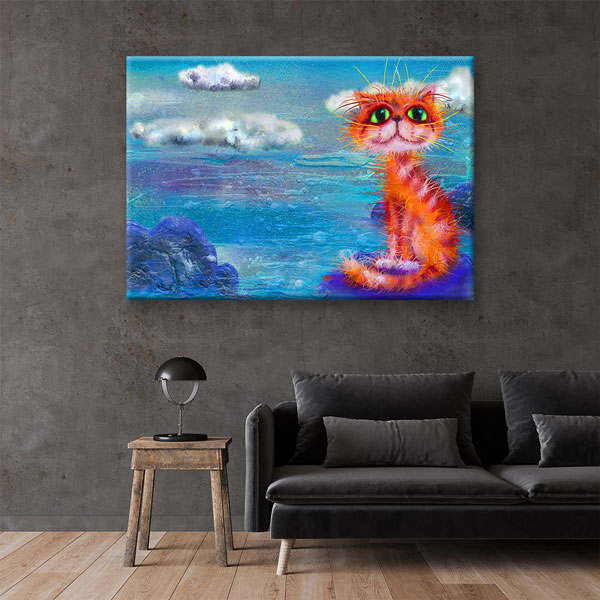 Masalsı Kedi İllüstrasyonu Duvar Tablosu Kanvas Tablo 4917