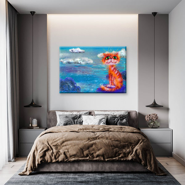 Masalsı Kedi İllüstrasyonu Duvar Tablosu Kanvas Tablo 4917