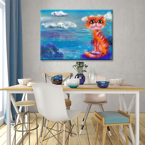 Masalsı Kedi İllüstrasyonu Duvar Tablosu Kanvas Tablo 4917