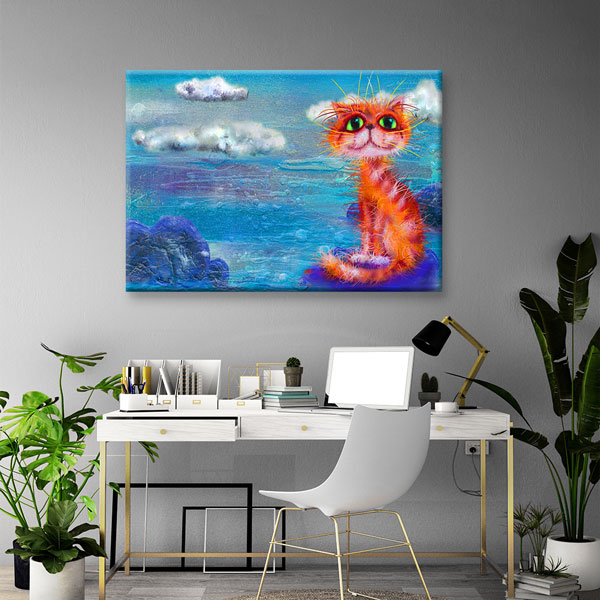 Masalsı Kedi İllüstrasyonu Duvar Tablosu Kanvas Tablo 4917