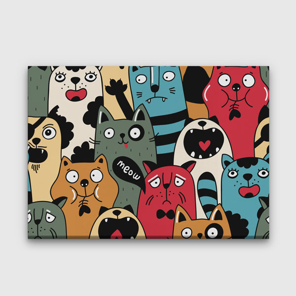 Sevimli Hayvan Karakterleri İllüstrasyonu Duvar Tablosu Kanvas Tablo 4918