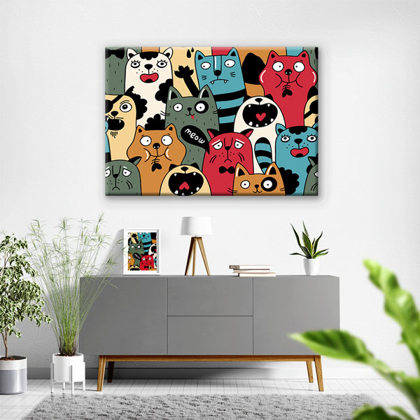 Sevimli Hayvan Karakterleri İllüstrasyonu Duvar Tablosu Kanvas Tablo 4918
