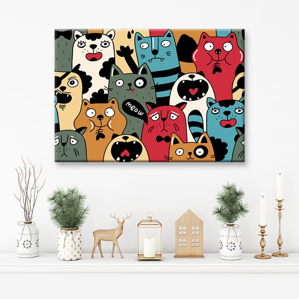 Sevimli Hayvan Karakterleri İllüstrasyonu Duvar Tablosu Kanvas Tablo 4918