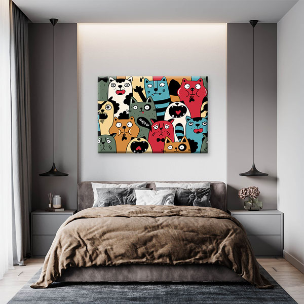 Sevimli Hayvan Karakterleri İllüstrasyonu Duvar Tablosu Kanvas Tablo 4918