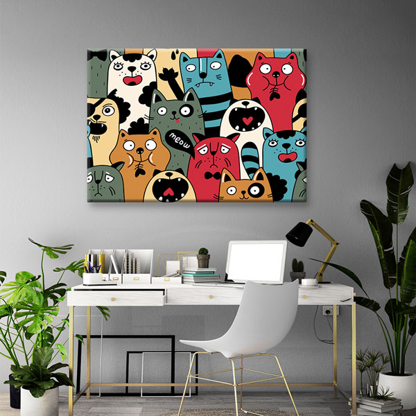 Sevimli Hayvan Karakterleri İllüstrasyonu Duvar Tablosu Kanvas Tablo 4918