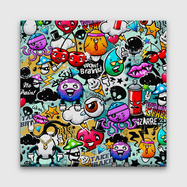 Pop Karakterler Grafiti Kolaj Kanvas Tablo 5005