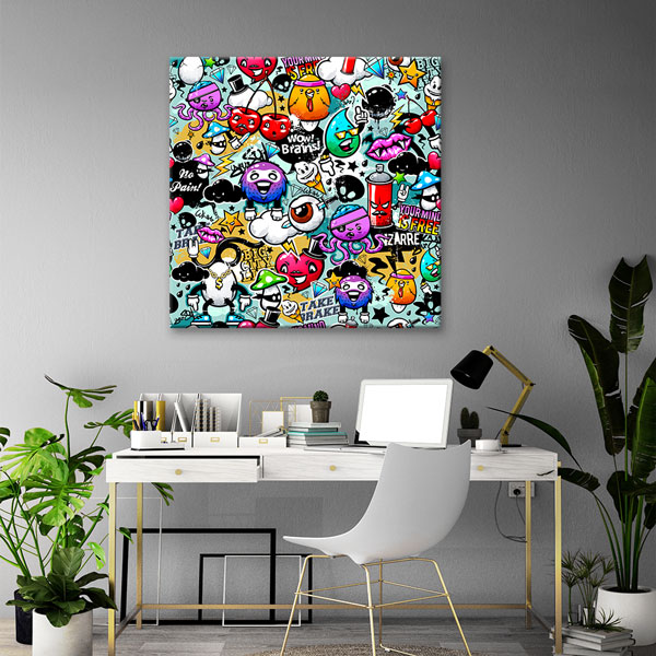 Pop Karakterler Grafiti Kolaj Kanvas Tablo 5005