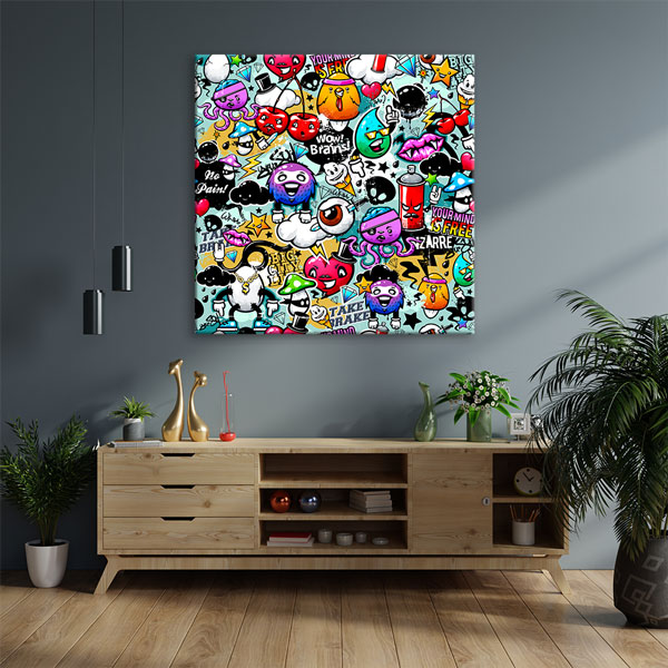 Pop Karakterler Grafiti Kolaj Kanvas Tablo 5005