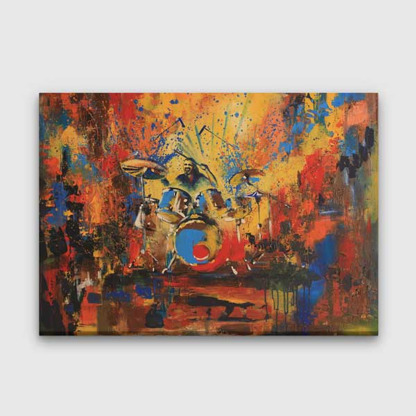 Davulcu Figürlü Renkli Sahne Temalı Müzik Kanvas Tablo 5053