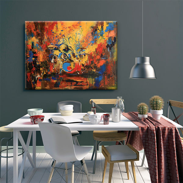 Davulcu Figürlü Renkli Sahne Temalı Müzik Kanvas Tablo 5053