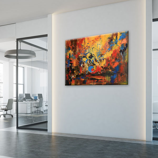 Davulcu Figürlü Renkli Sahne Temalı Müzik Kanvas Tablo 5053