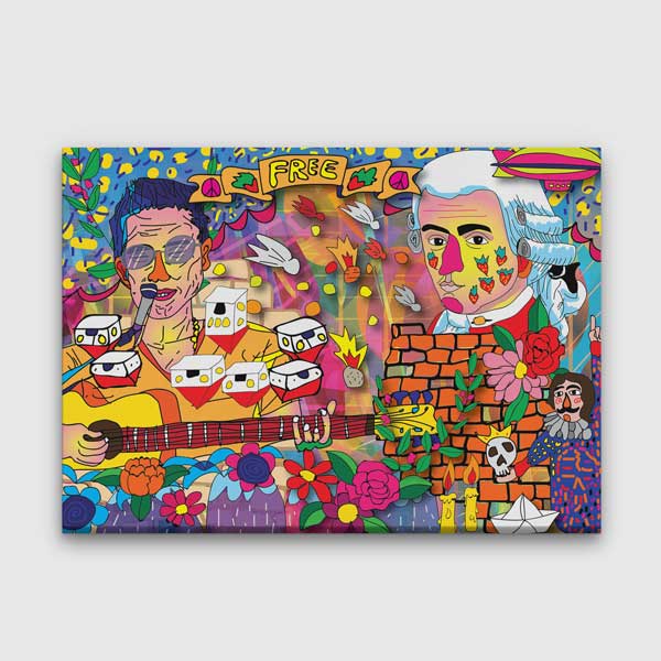 Renkli Pop Art Müzik ve Özgürlük Temalı Sanatsal Kanvas Tablo 5055