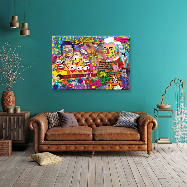 Renkli Pop Art Müzik ve Özgürlük Temalı Sanatsal Kanvas Tablo 5055