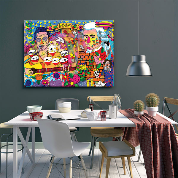 Renkli Pop Art Müzik ve Özgürlük Temalı Sanatsal Kanvas Tablo 5055