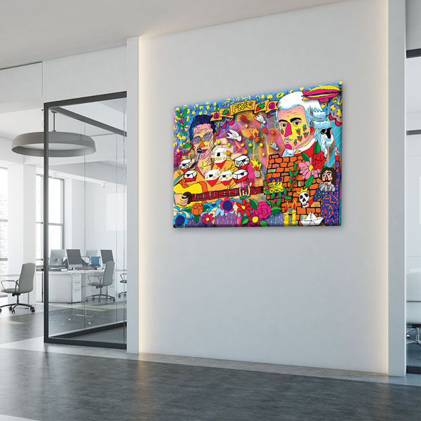 Renkli Pop Art Müzik ve Özgürlük Temalı Sanatsal Kanvas Tablo 5055