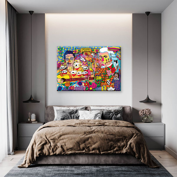 Renkli Pop Art Müzik ve Özgürlük Temalı Sanatsal Kanvas Tablo 5055
