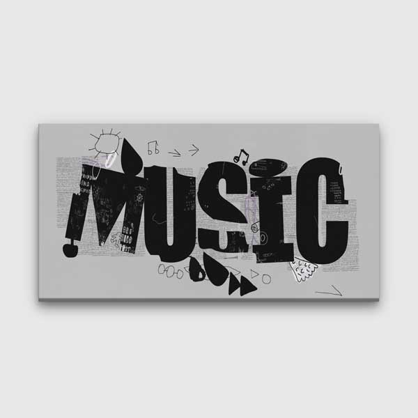 Tipografik “MUSIC” Yazılı Modern Kanvas Tablo 5058