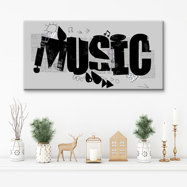 Tipografik “MUSIC” Yazılı Modern Kanvas Tablo 5058
