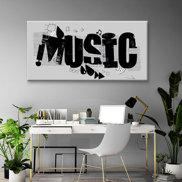Tipografik “MUSIC” Yazılı Modern Kanvas Tablo 5058