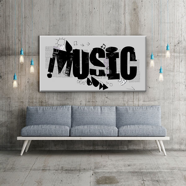 Tipografik “MUSIC” Yazılı Modern Kanvas Tablo 5058
