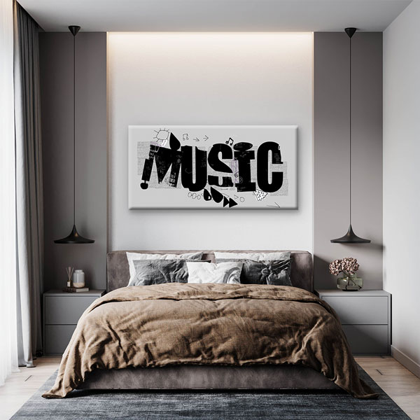 Tipografik “MUSIC” Yazılı Modern Kanvas Tablo 5058