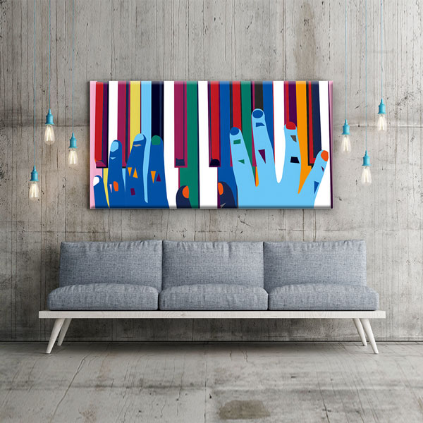 Renkli Piyano Tuşları ve Eller Temalı Modern Kanvas Tablo 5060