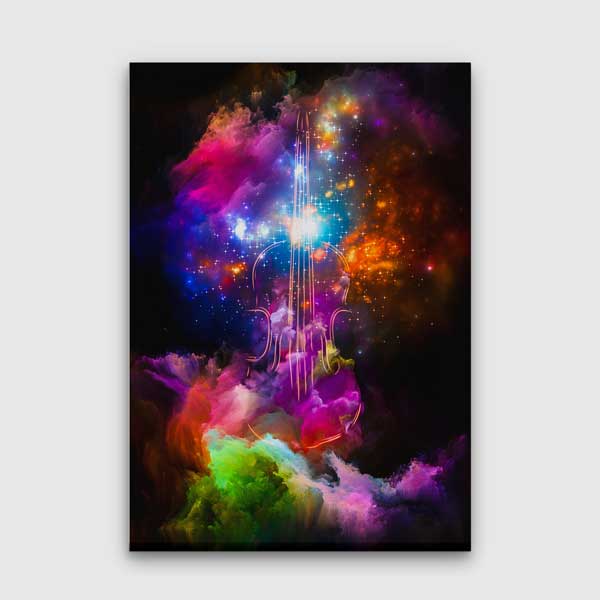 Renk Patlaması ve Keman Temalı Soyut Müzik Kanvas Tablo 5061