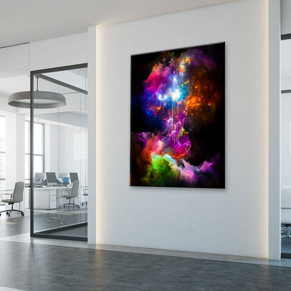 Renk Patlaması ve Keman Temalı Soyut Müzik Kanvas Tablo 5061