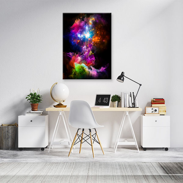 Renk Patlaması ve Keman Temalı Soyut Müzik Kanvas Tablo 5061