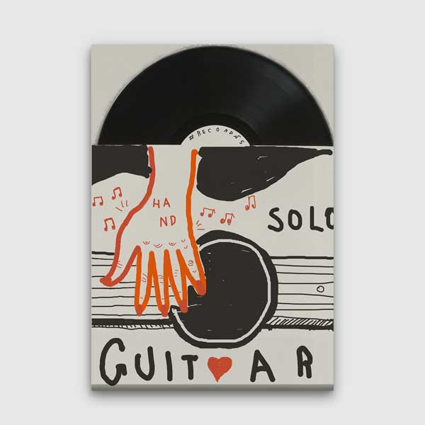 Gitar ve Plak Temalı İllüstratif Müzik Kanvas Tablo 5063