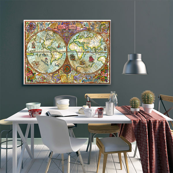 Renkli Vintage Atlas Dünya Haritası Kanvas Tablo 5100