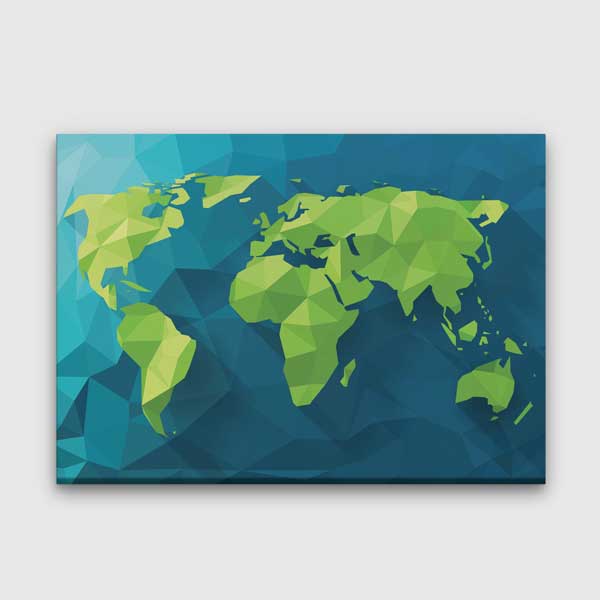 duvar-tablolari-5106-00 Geometrik Polygon Dünya Haritası Kanvas Tablo 5106
