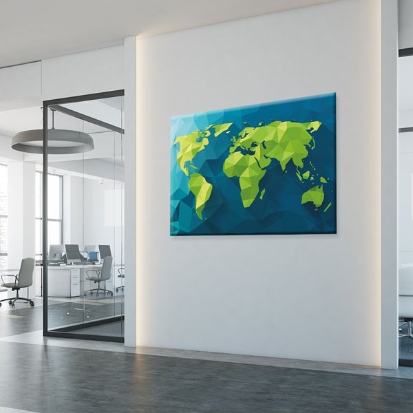 Geometrik Polygon Dünya Haritası Kanvas Tablo 5106