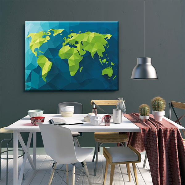 Geometrik Polygon Dünya Haritası Kanvas Tablo 5106