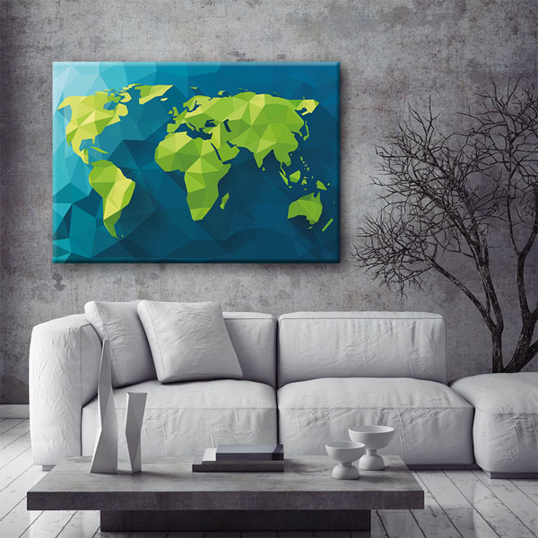 Geometrik Polygon Dünya Haritası Kanvas Tablo 5106