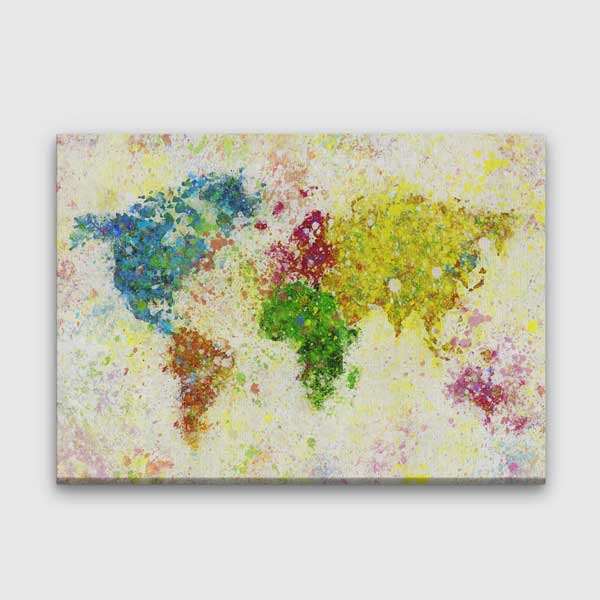 Renk Patlamalı Dünya Haritası Kanvas Tablo 5107