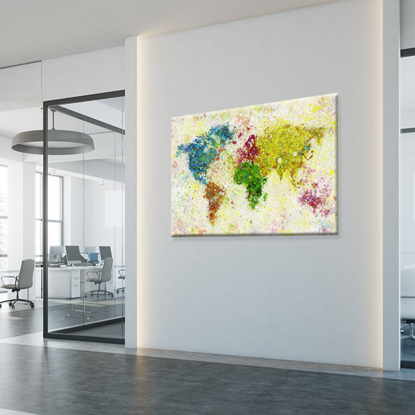 Renk Patlamalı Dünya Haritası Kanvas Tablo 5107