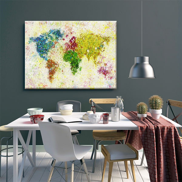 Renk Patlamalı Dünya Haritası Kanvas Tablo 5107