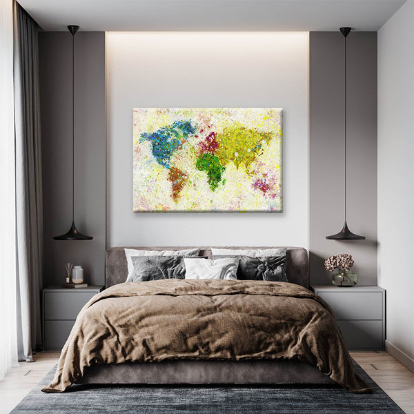 Renk Patlamalı Dünya Haritası Kanvas Tablo 5107