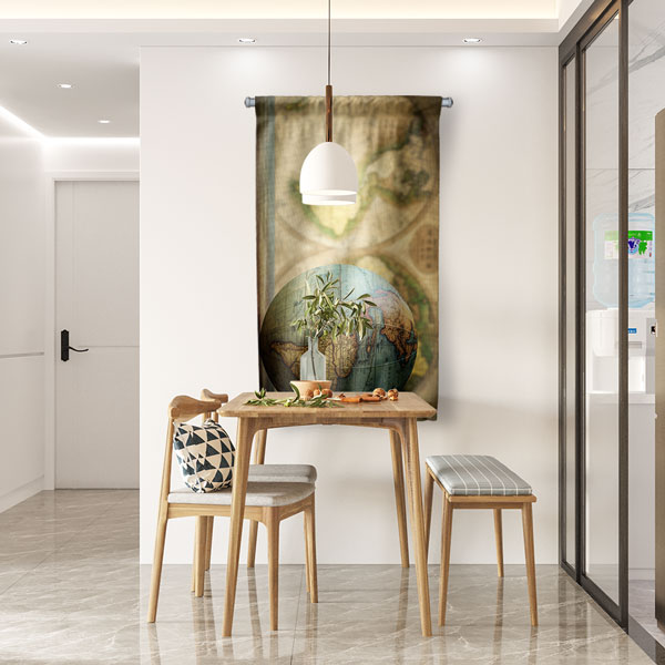 Antik Küre ve Harita Temalı Duvar Flaması 5159