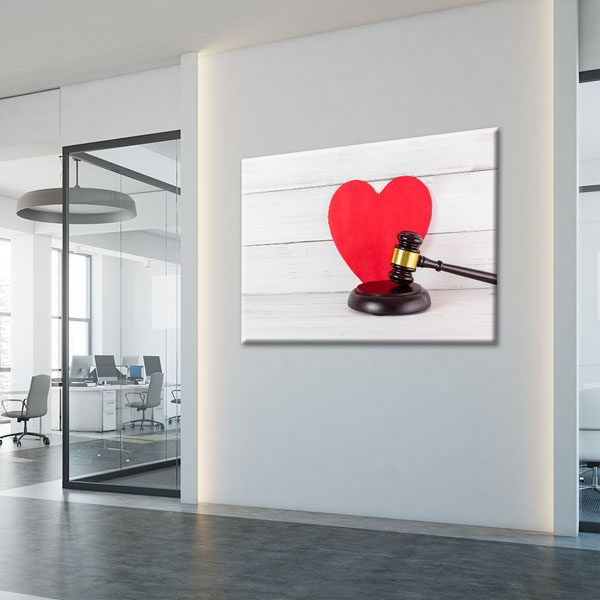 Kalp ve Hakim Tokmağı Temalı Hukuk Kanvas Tablo – 5254