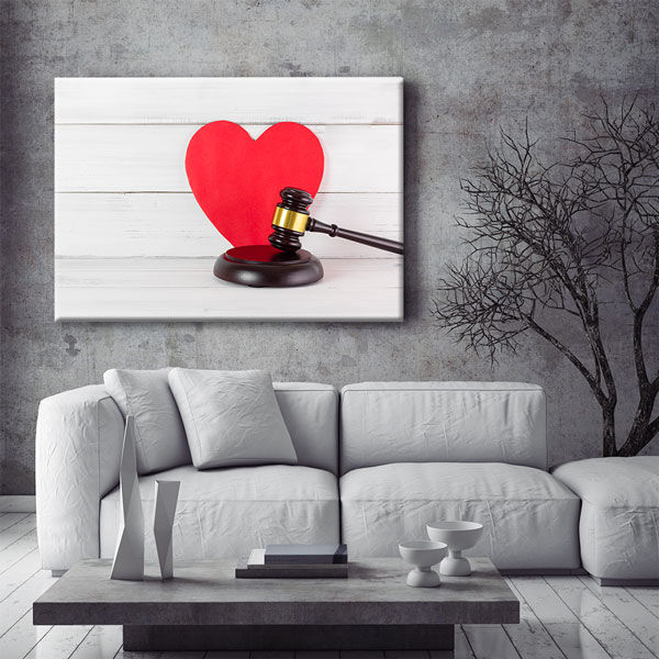 Kalp ve Hakim Tokmağı Temalı Hukuk Kanvas Tablo – 5254