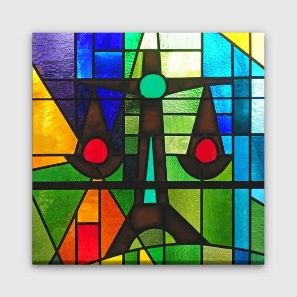 Renkli Vitray Adalet Terazisi Temalı Kanvas Tablo – 5266