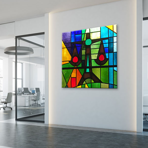 Renkli Vitray Adalet Terazisi Temalı Kanvas Tablo – 5266