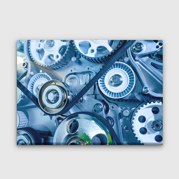 duvar-tablolari-5435-00 Mavi Tonlu Dişli ve Kayış Mekanizması Temalı Kanvas Duvar Tablosu – 5435