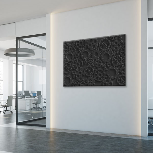 Endüstriyel Siyah Dişli Çark Desenli Kanvas Duvar Tablosu – 5448