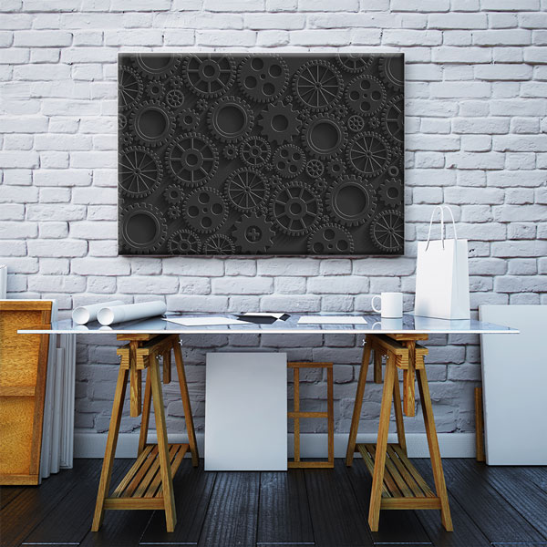 Endüstriyel Siyah Dişli Çark Desenli Kanvas Duvar Tablosu – 5448