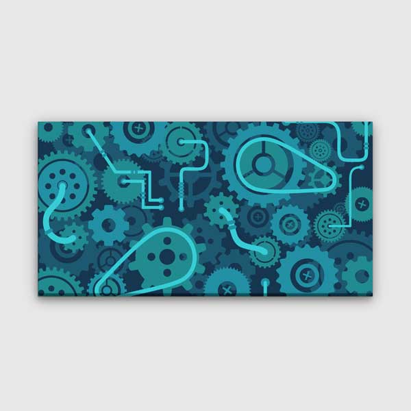 Mavi Dişli Çark ve Mekanik Tasarımlı Kanvas Duvar Tablosu – 5449
